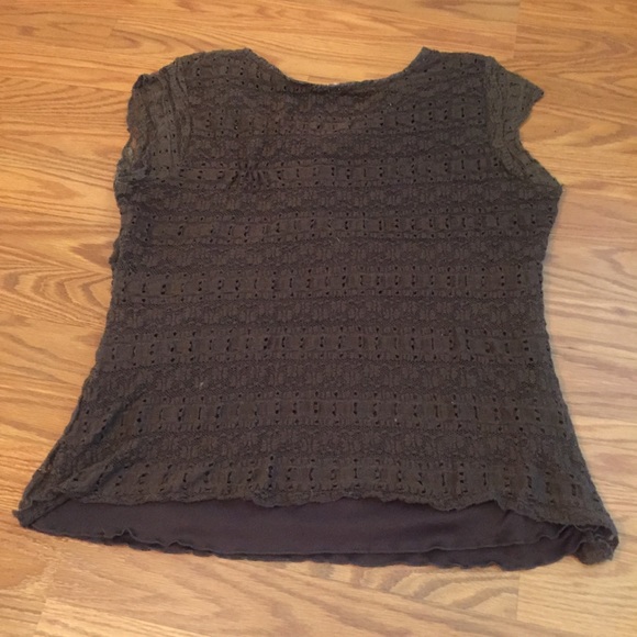 Brown Lace Cap Sleeve Tank Top - Picture 9 of 13